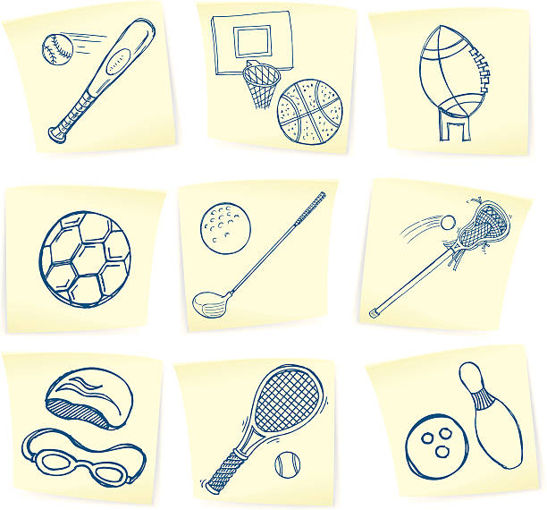 illustrations, cliparts, dessins animés et icônes de sports et crayonnages sur les feuillets autoadhésifs - tennis club