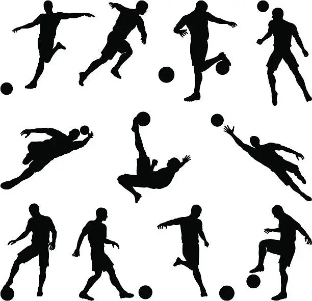 Vector illustration of Soccer silhouettes in motion