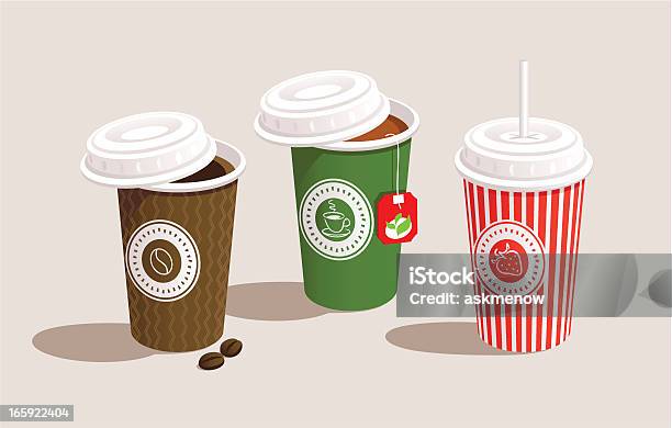 Three Cups Stock Illustration - Download Image Now - Disposable Cup, Milkshake, Black Tea