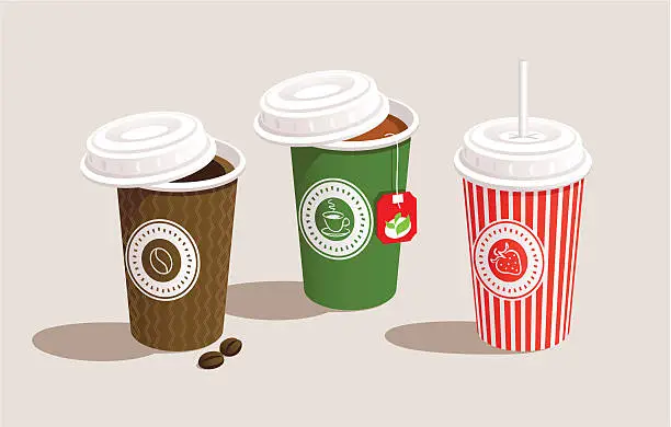 Vector illustration of Three cups