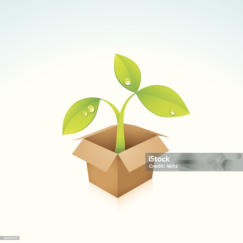 Umweltfreundliche Sprout Out Pappkarton - Lizenzfrei Blatt - Pflanzenbestandteile Vektorgrafik