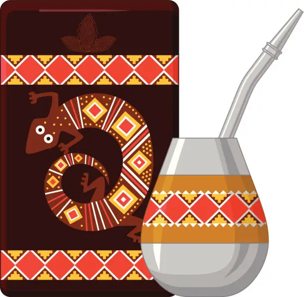 Vector illustration of Package of Yerba Mate and Calabash