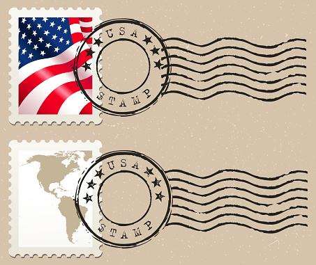 drawing of vector stamp with USA map and flag.date of creation: 18.03.2011. layers used: outlines. created by illustrator cs3. source of map: http://www.lib.utexas.edu/maps/world_maps/txu-oclc-264266980-world_pol_2008-2.jpg