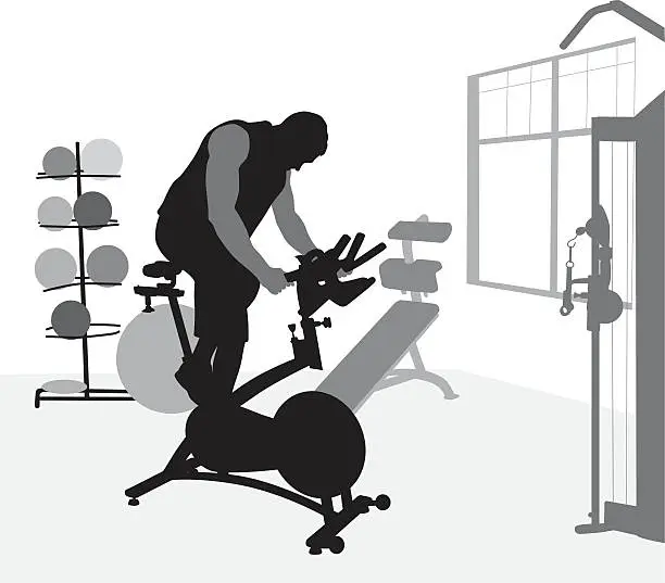 Vector illustration of Pedal Pushing Vector Silhouette