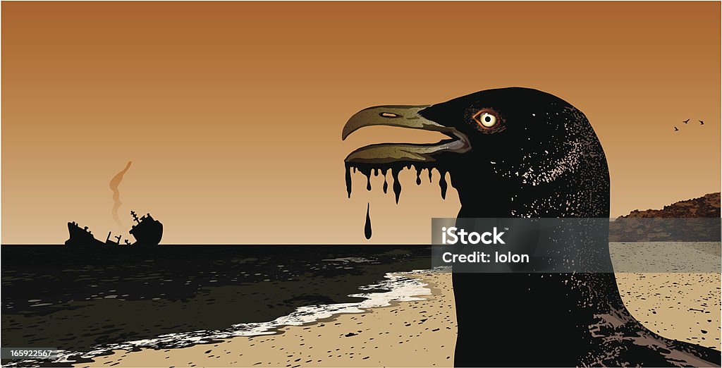oil spill mit Möwe - Lizenzfrei Ölpest Vektorgrafik