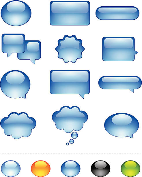 Sprechblase, Dialog, Bildunterschrift Box und Web Button Icon-Set – Vektorgrafik