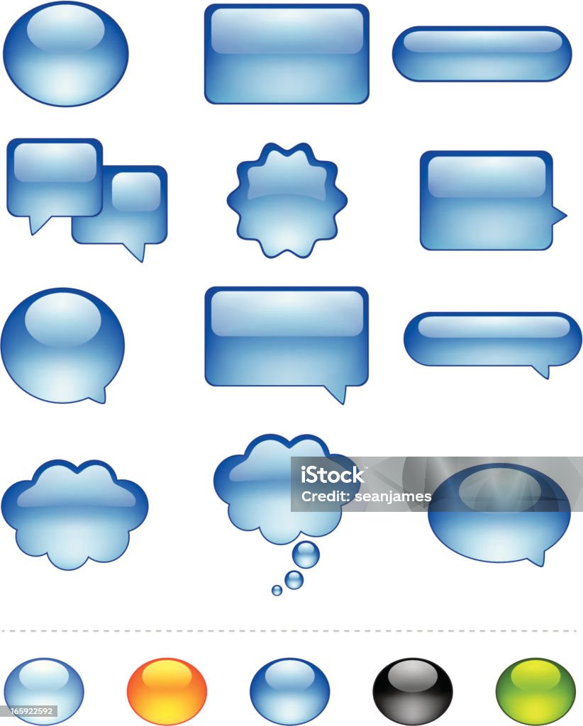 Speech Bubble, Dialog, Caption Box and Web Button Icon Set  Bubble stock vector