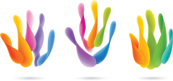 Vector illustration of abstract colorful hands
