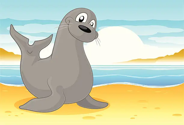 Vector illustration of Seal Cartoon