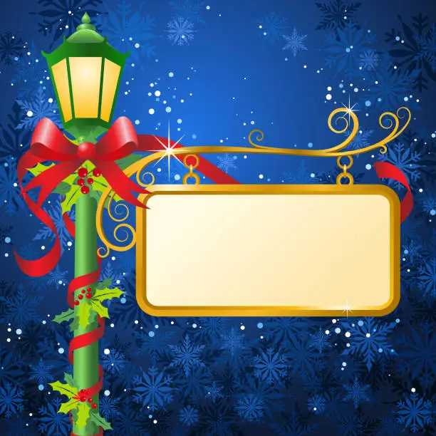 Vector illustration of Christmas Decorated Lampost