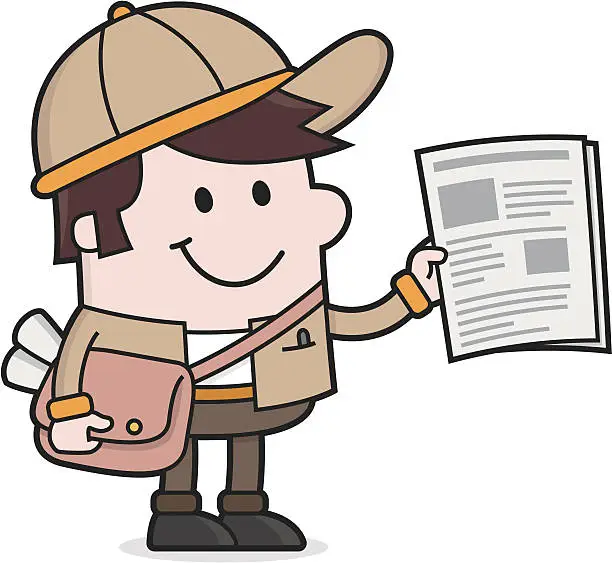 Vector illustration of cartoon Newspaper delivery Boy / Newsletter