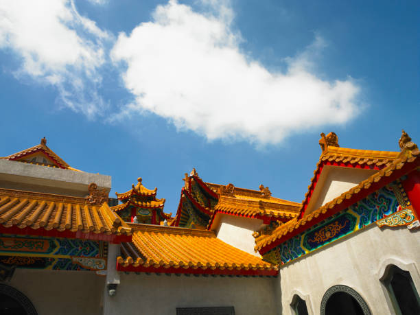 istock Chinese traditional Temple against blue sky 1659227299