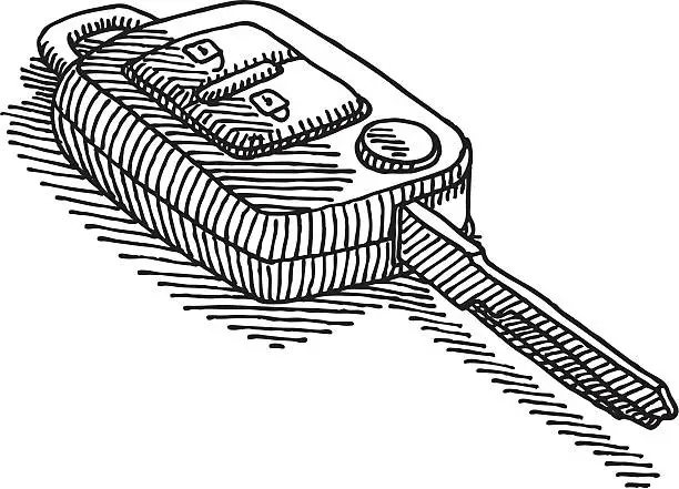 Vector illustration of Car Key Drawing