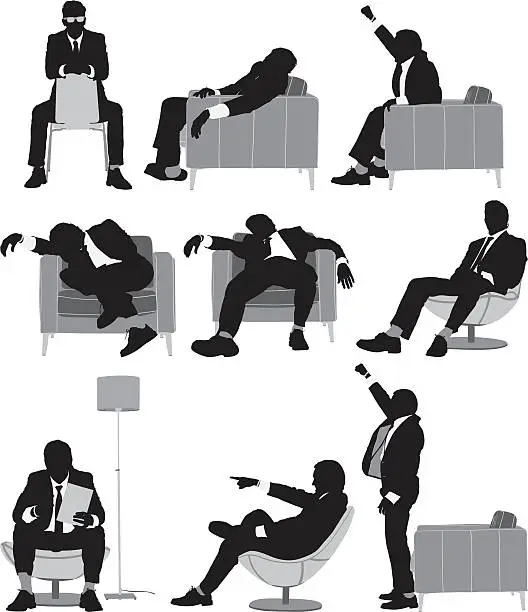 Vector illustration of Silhouette of business people in different poses