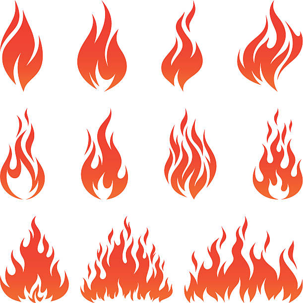 Fire icons Vector set of various fire icons flame silhouettes stock illustrations