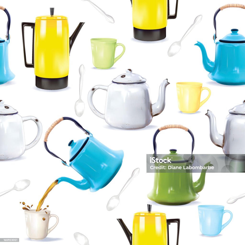 Nassas, Teapots fotorealista café e cafeteiras - Royalty-free Chá - Bebida quente arte vetorial