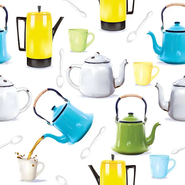 Vector illustration of Photorealistic Coffee Pots, Teapots and kettles
