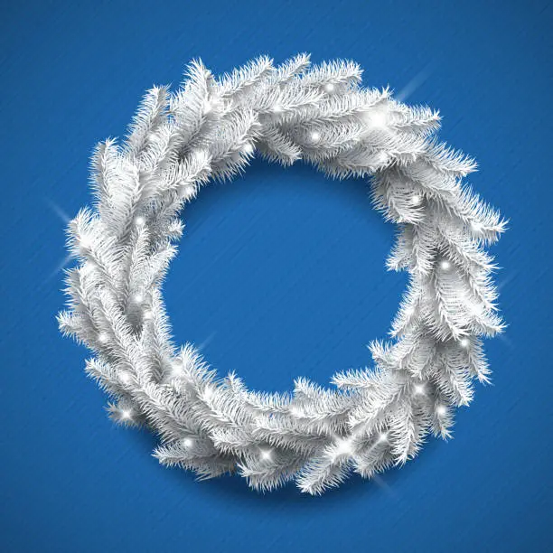 Vector illustration of White Christmas Wreath
