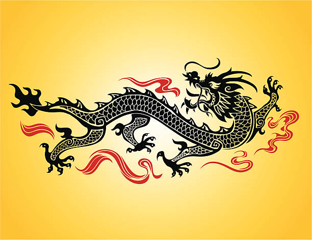 중국 용 - oriental dragon stock illustrations