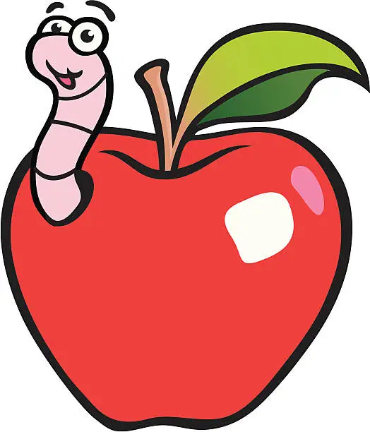 Vector illustration of Apple & Worm