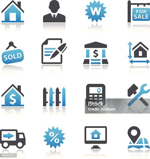 Ikony Nieruchomości - Stockowe grafiki wektorowe i więcej obrazów Agent nieruchomości - Agent nieruchomości, Bankowość, Białe tło
