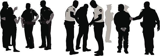 police issues vector silhouette - 警察 插圖 幅插畫檔、美工圖案、卡通及圖標