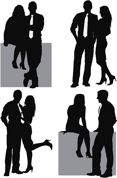 ilustrações, clipart, desenhos animados e ícones de várias imagens de um casal romântico - couple full length embracing white background