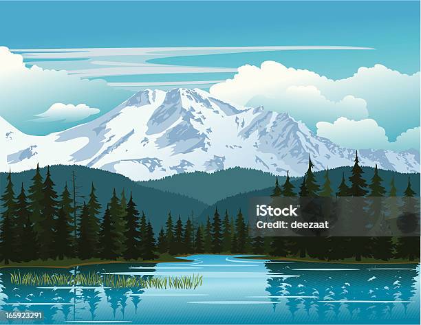 Montanha De Beleza - Arte vetorial de stock e mais imagens de Montanha - Montanha, Lago, Floresta
