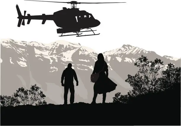 Vector illustration of Helicopter Taxi Vector Silhouette