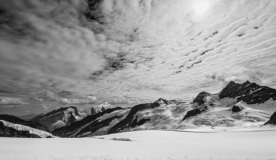 High contrast study of the Jungfraujoch region in Black and white