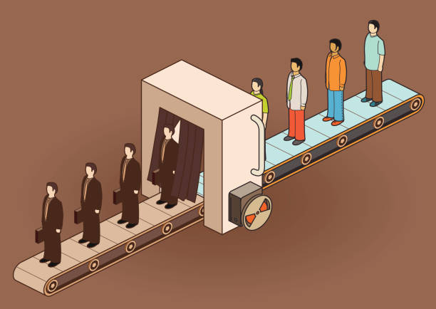 stockillustraties, clipart, cartoons en iconen met education - lopende band