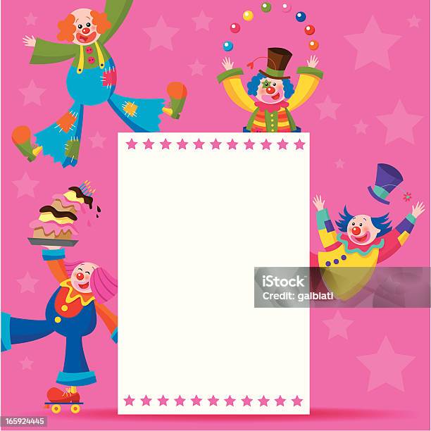 Clowns Dietro Un Segno 6 - Immagini vettoriali stock e altre immagini di Allegro - Allegro, Clown, Compleanno