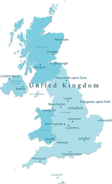 zjednoczone królestwo wektor mapa regionów puste - liverpool stock illustrations