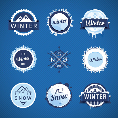 Vector illustration of some winter theme snow badges.