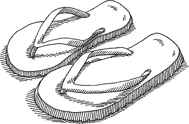 Vector illustration of Pair Of Flip Flops Drawing