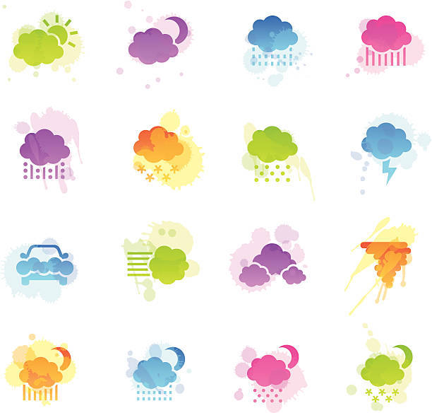 Stains Icons- Weather Illustration containing different weather related icons. car hailstorm stock illustrations