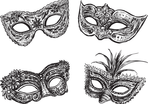 Vector drawing of a different carnival masks.
