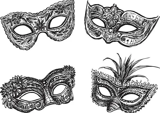 Vector illustration of masquerade masks