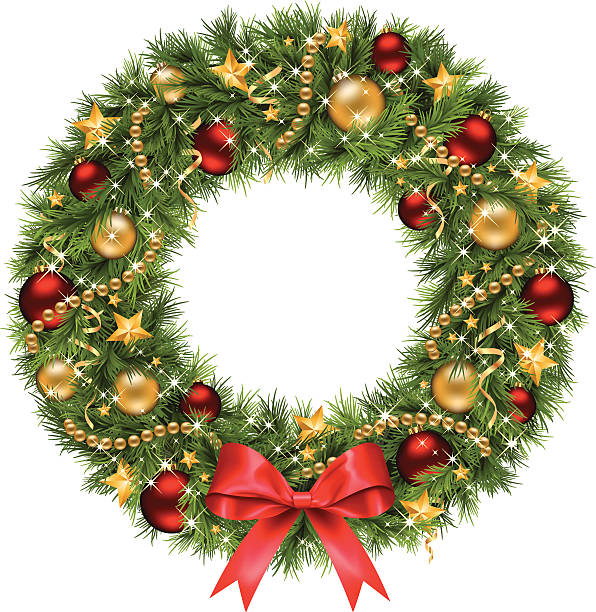 bildbanksillustrationer, clip art samt tecknat material och ikoner med christmas wreath (vector) - blomkrans