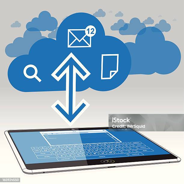 Ilustración de Tableta Correo Electrónico Y La Nube De Datos y más Vectores Libres de Derechos de Aplicación para móviles - Aplicación para móviles, Bluetooth, Computación en nube