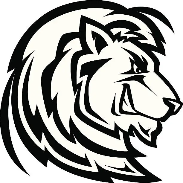 Vector illustration of Black lion head logo or mascot on white background 
