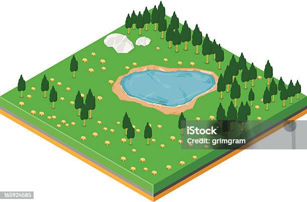 Vetores de Floresta Devastação e mais imagens de Projeção isométrica - Projeção isométrica, Lago, Água