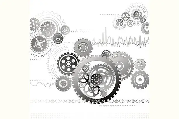 Vector illustration of Monochromatic gear wallpaper background