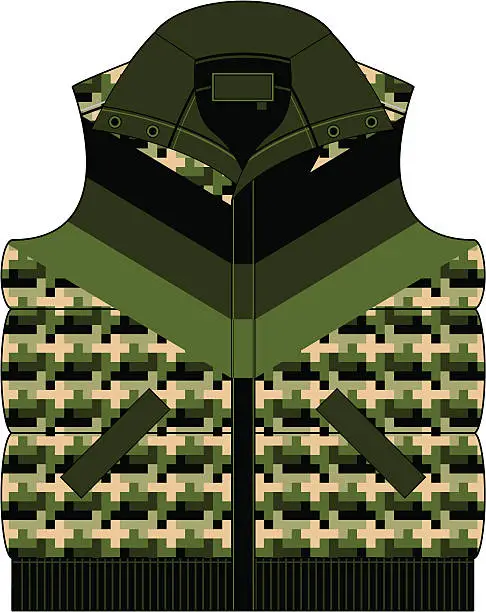 Vector illustration of Camouflage Gilet Puffa Jacket
