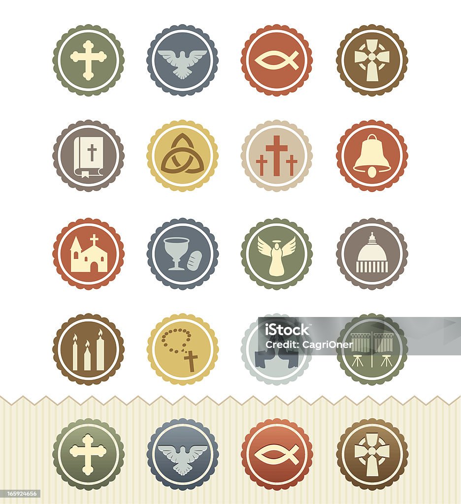 Cristianesimo icone: Serie di Badge d'epoca - arte vettoriale royalty-free di Cristianesimo