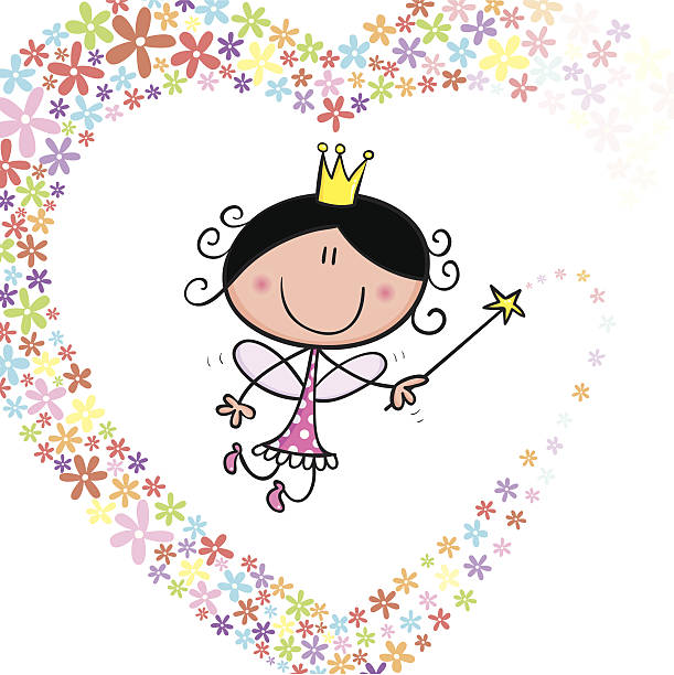 serce fairy - child pre adolescent child little girls white background stock illustrations