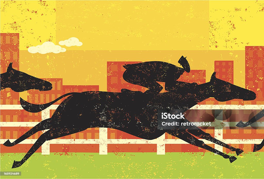 Empresário em um cavalo de corrida - Vetor de Corrida de Cavalos - Evento Equestre royalty-free