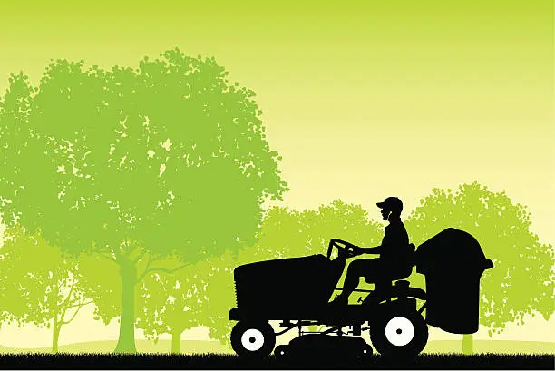 Vector illustration of Riding Lawn Mower Background