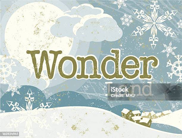 Noël Winter Wonderland Décor Et Texte Vecteurs libres de droits et plus d'images vectorielles de Neige - Neige, Noël, Nuit