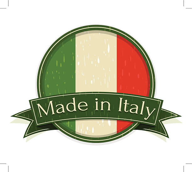 illustrazioni stock, clip art, cartoni animati e icone di tendenza di vintage realizzata in italia-segnale inglese - made in italy